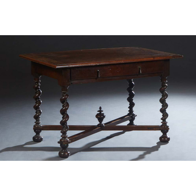 Appraisal: French Provincial Louis XIII Style Carved Walnut Writing Table late