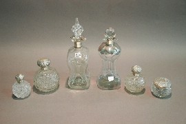 Appraisal: Two silver gilt bottles two boxed gilt bottles two glass