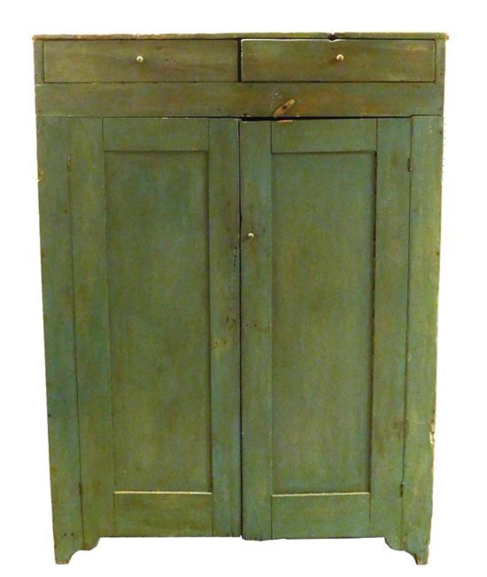 Appraisal: Pennsylvania painted jelly cupboard c poplar flat panel approximately fifty