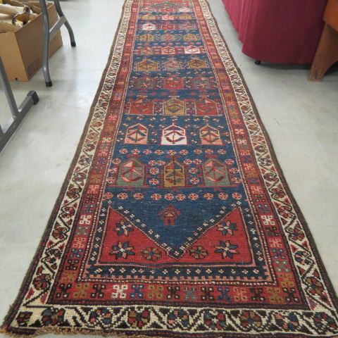 Appraisal: Kord Persian Handmade Runner overall geometric designs blue field x