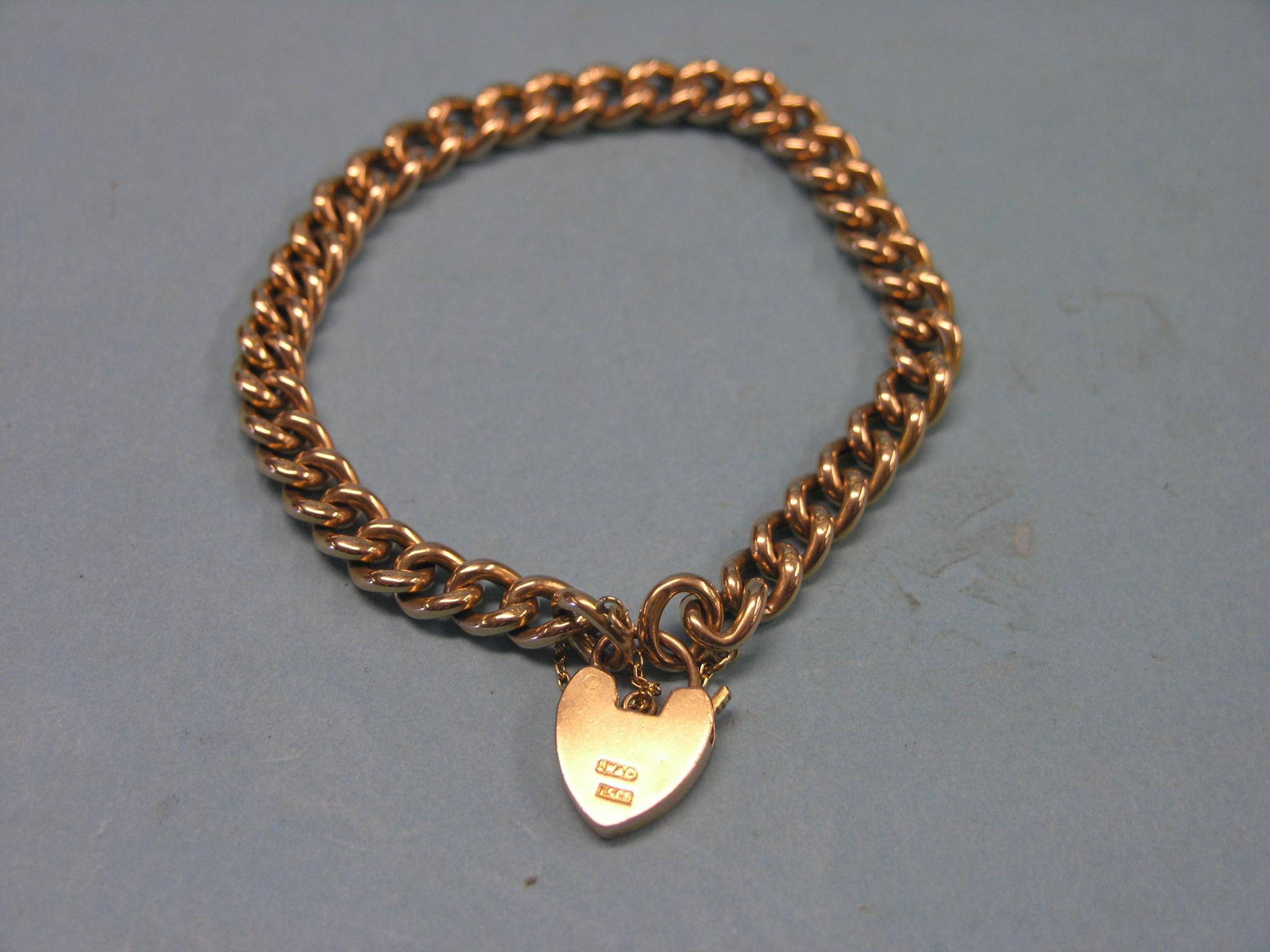 Appraisal: A ct gold hollow link bracelet with padlock clasp grams