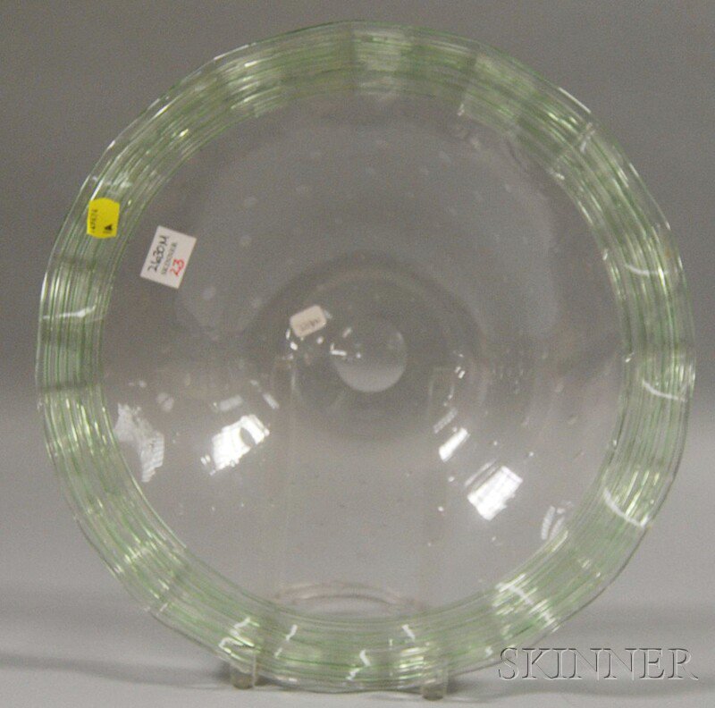 Appraisal: Steuben Pale Green Art Glass Center Bowl with green threading