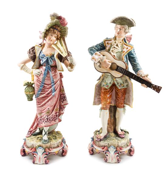 Appraisal: Sale Lot A Pair of Majolica Large Figures depicting a