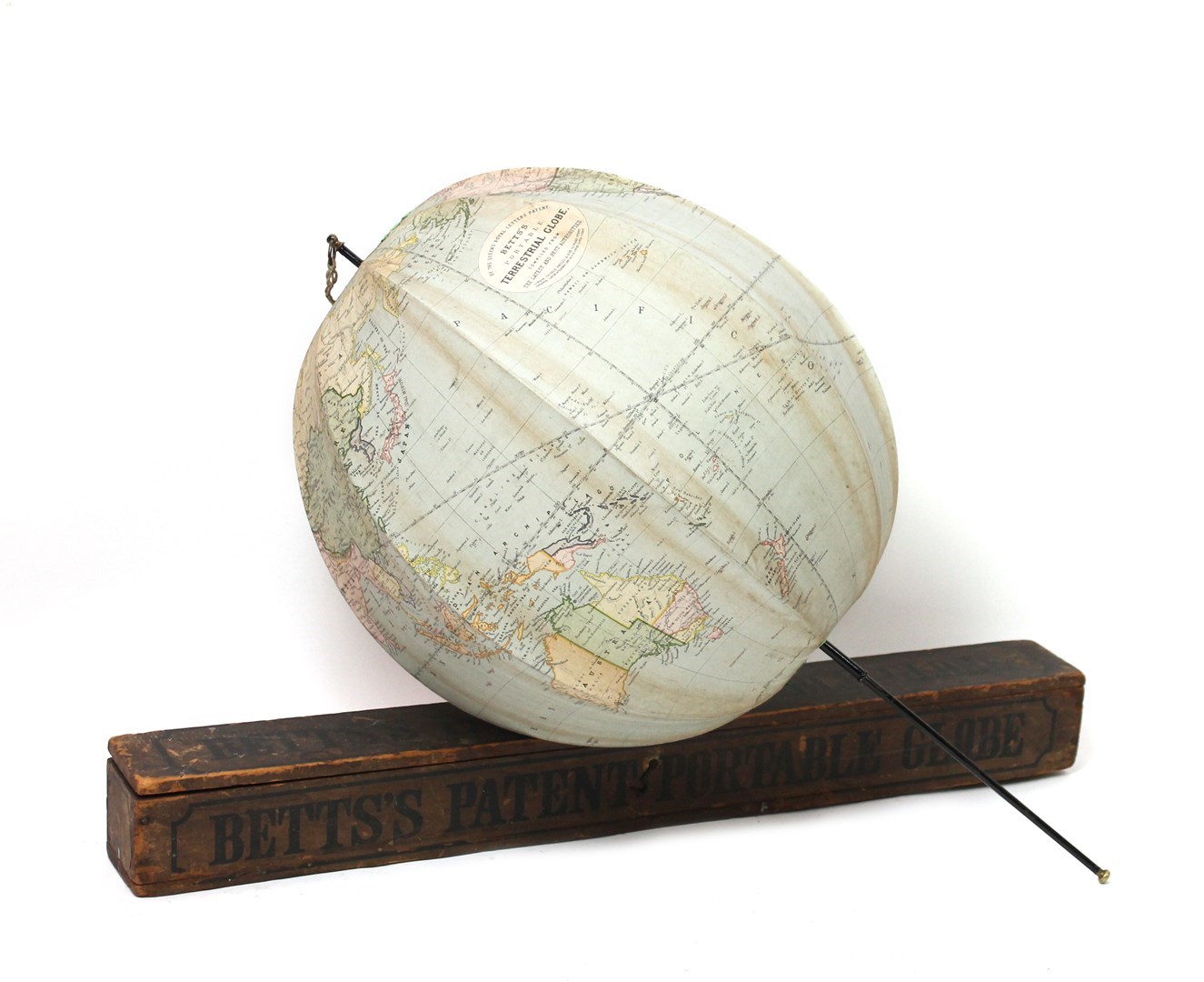 Appraisal: A Betts patent portable globe in original pine case the