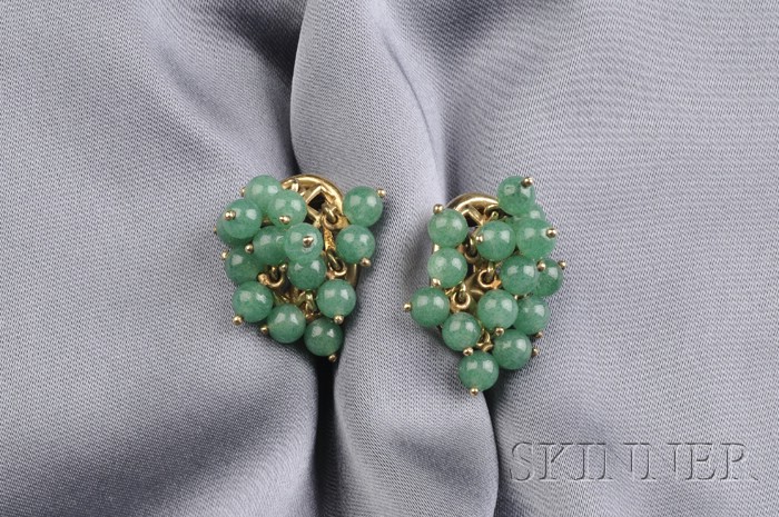 Appraisal: kt Gold and Amazonite Earclips each designed as a cluster