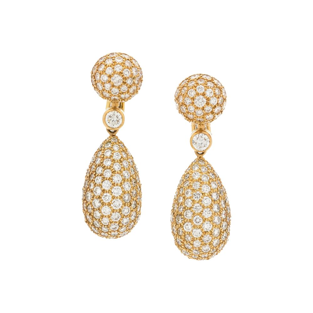 Appraisal: JEAN VITAU DIAMOND EARCLIPS JEAN VITAU DIAMOND EARCLIPS Containing two