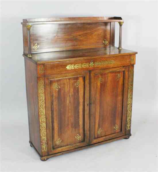 Appraisal: A Regency brass inset rosewood chiffonier ft in x ft