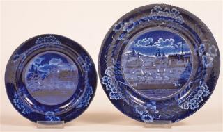 Appraisal: Two Historical Staff Blue Transfer Plates Two Historical Staffordshire Blue