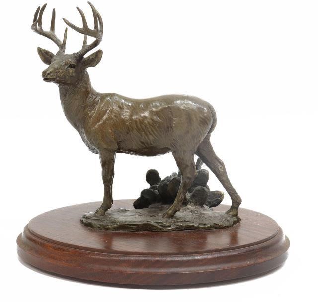 Appraisal: Patinated bronze sculpture South Texas Buck signed Tom Tischler Austin