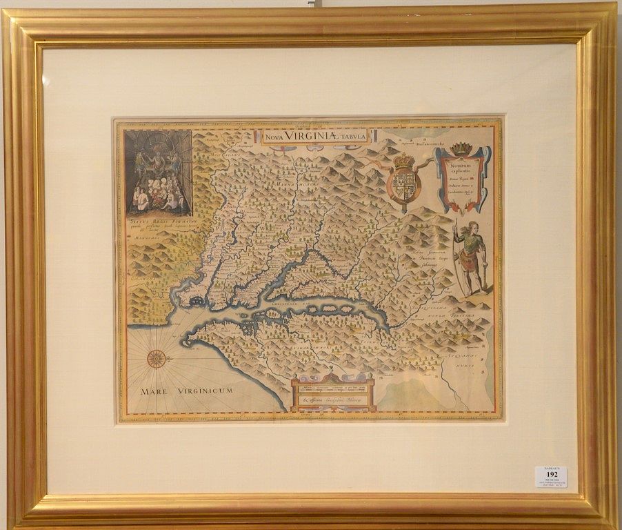 Appraisal: Willem Blaeu double page hand colored engraved map Nova Virginiae