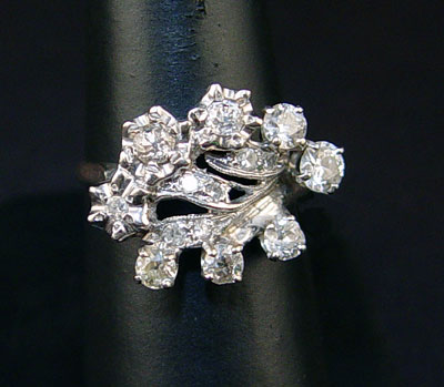 Appraisal: VINTAGE K DIAMOND RING K white gold ring with round