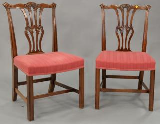 Appraisal: Set of six mahogany Chippendale style dining chairs Set of