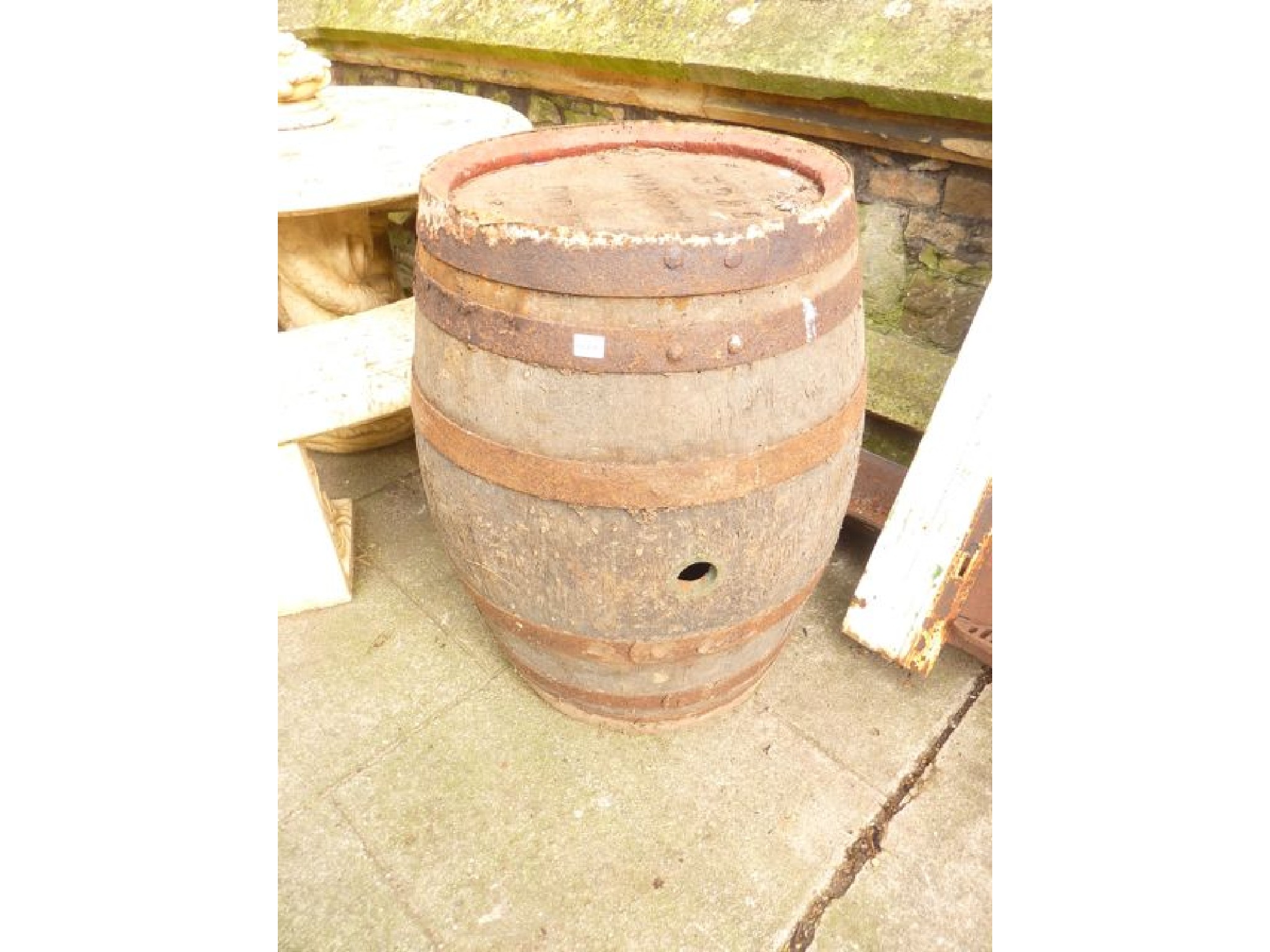 Appraisal: A large coopered beer barrel marked Hansons Dudley