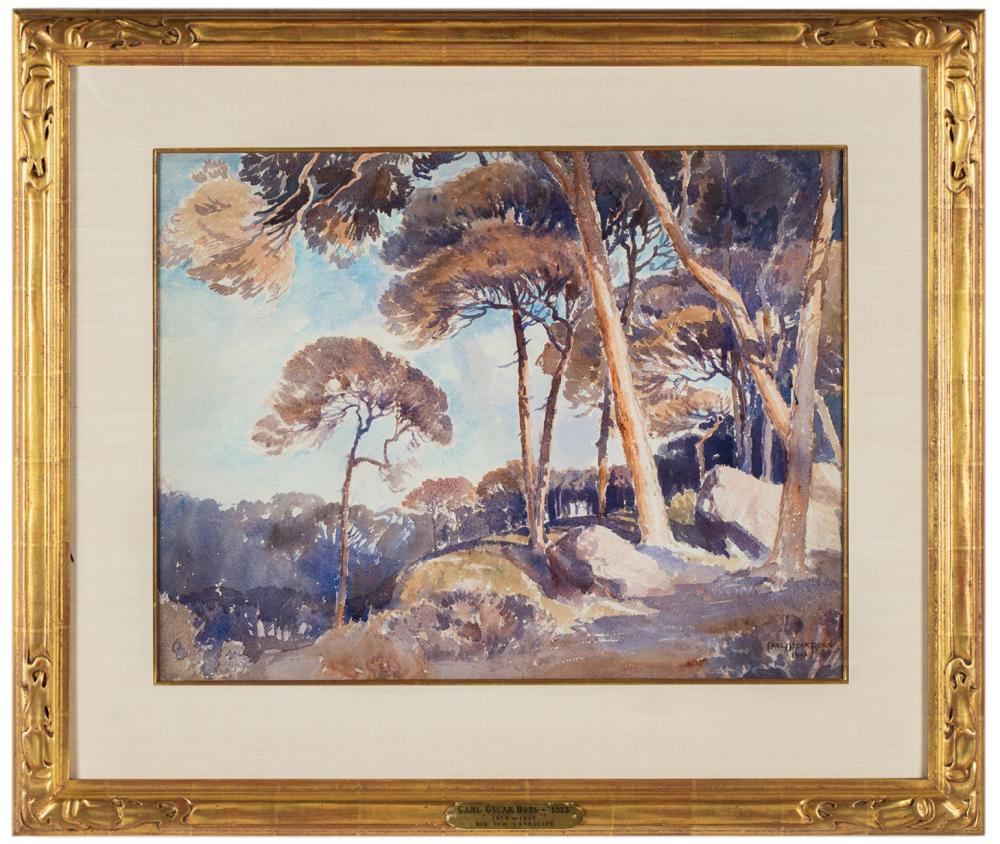 Appraisal: CARL OSCAR BORG - BIG SUR LANDSCAPE watercolor on paper