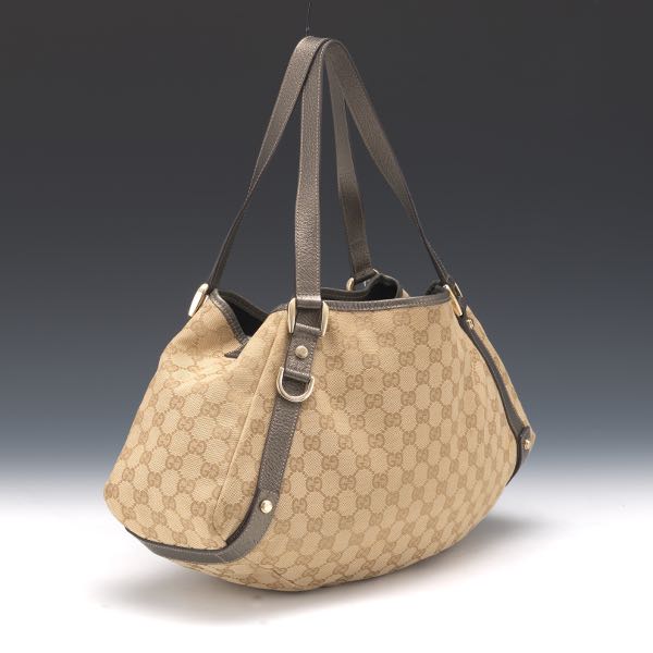 Appraisal: GUCCI GG CANVAS HOBO BAG x x GG canvas body