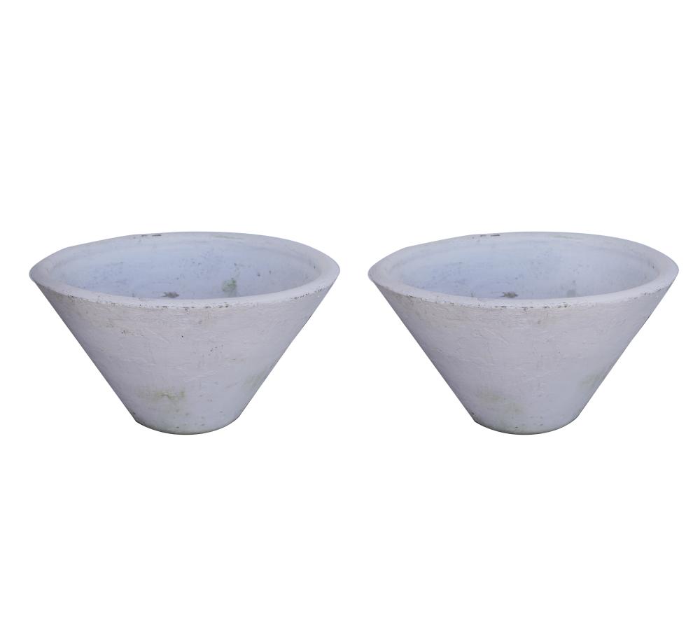 Appraisal: WILLY GUHL PAIR OF PLANTERS s fibrated concrete with drainage