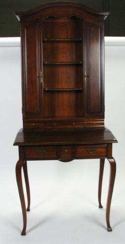 Appraisal: Lady's Bookcase Secretary Writing Desk Queen Anne style legs bonnet