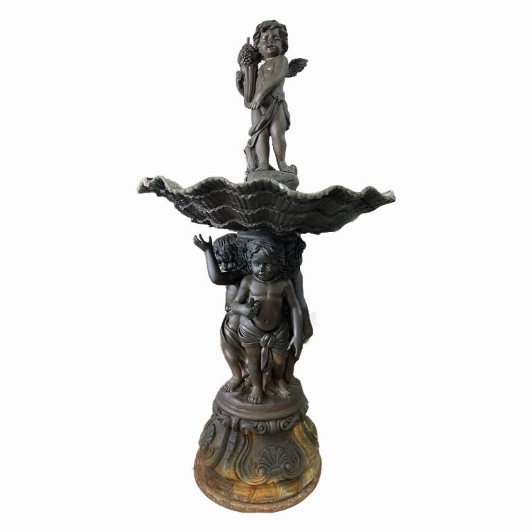 Appraisal: th Century Cherub Babies Bronze Fountain th Century Cherub Babies