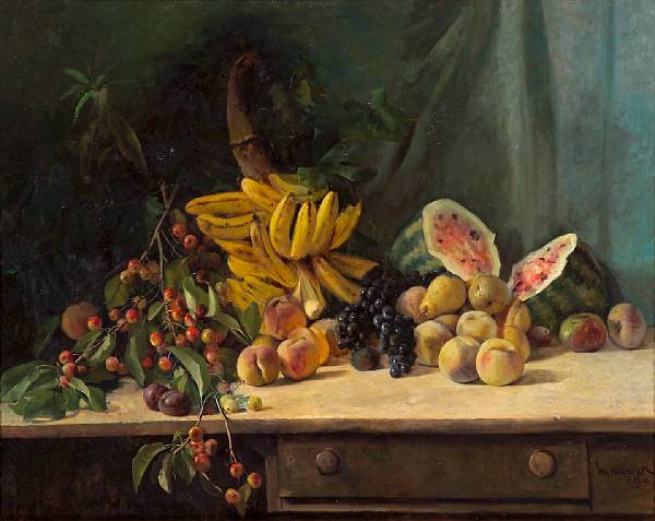 Appraisal: n a William Hubacek American - Still life with cherries