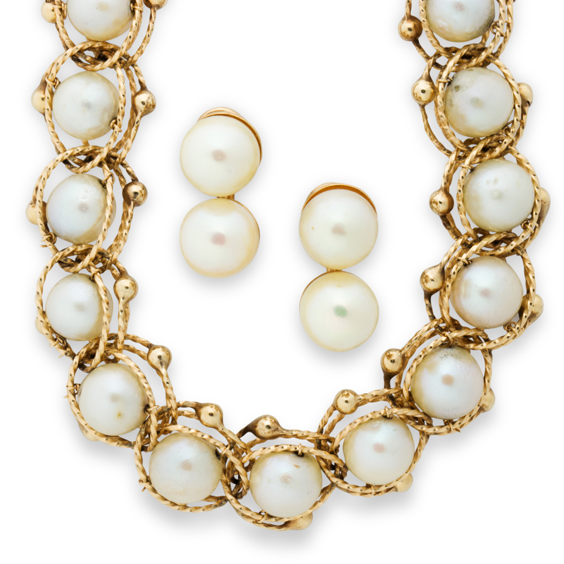 Appraisal: A GROUP OF CULTURED PEARL AND FOURTEEN KARAT GOLD JEWELRY