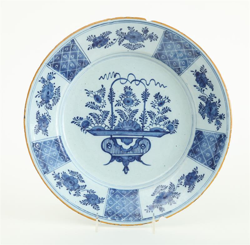 Appraisal: DUTCH BLUE AND WHITE DELFT CHARGER Marked in underglaze blue