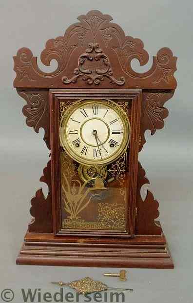 Appraisal: Victorian walnut gingerbread clock signed Welsh late th c h