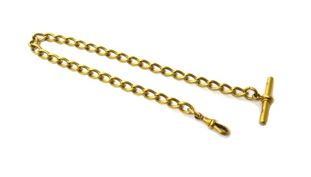 Appraisal: A gentleman's ct gold curb link watch Albert chain fitted