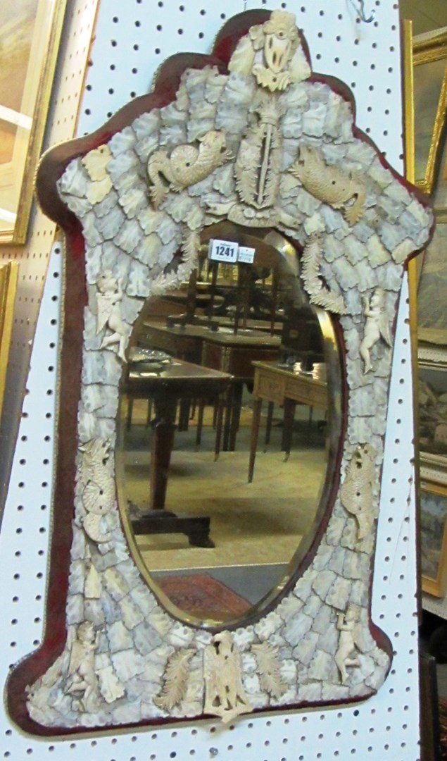 Appraisal: A th century Dieppe carved bone wall mirror the arch