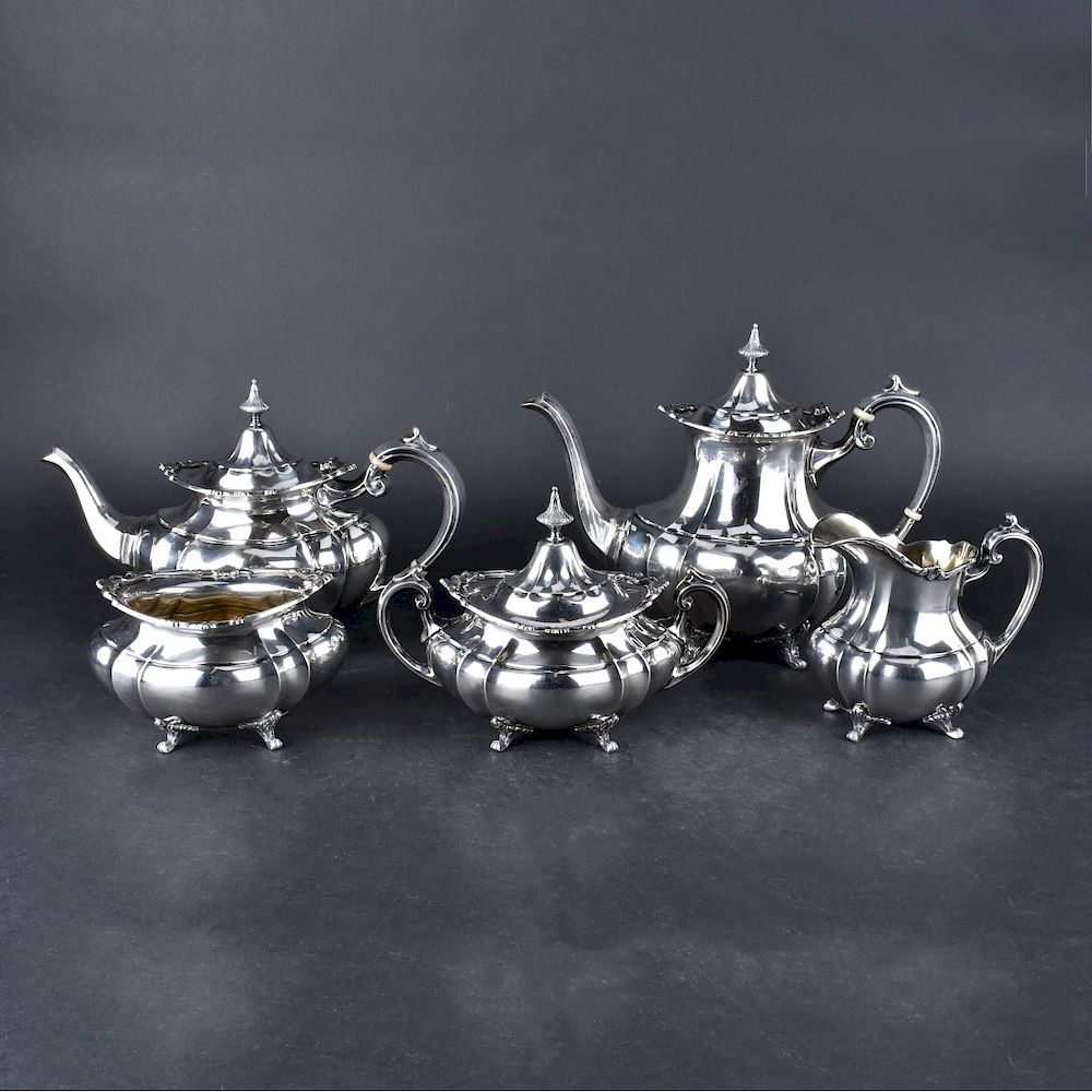 Appraisal: Reed Barton Hampton Court Sterling Tea Set Reed Barton Hampton