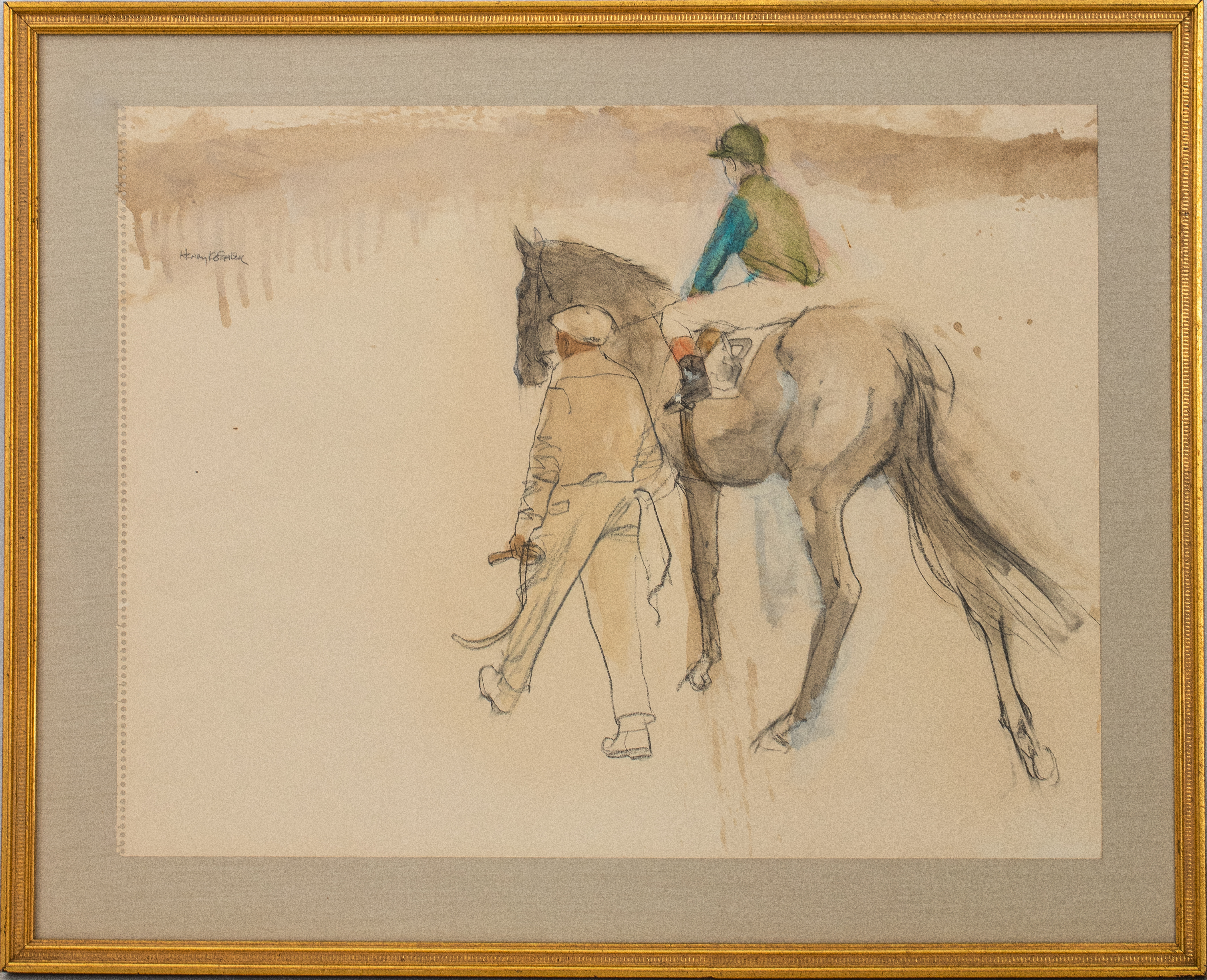 Appraisal: HENRY KOEHLER JOCKEY NO WATERCOLOR GRAPHITE Henry Koehler American b