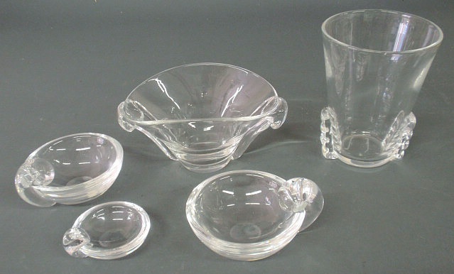 Appraisal: Group of signed Steuben glass- vase h vase h nappies