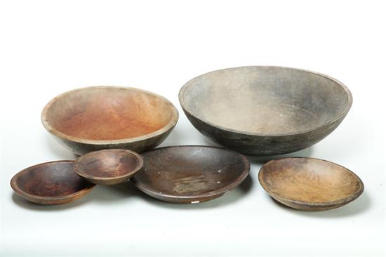 Appraisal: NEST OF SIX TREEN BOWLS American th century maple Some