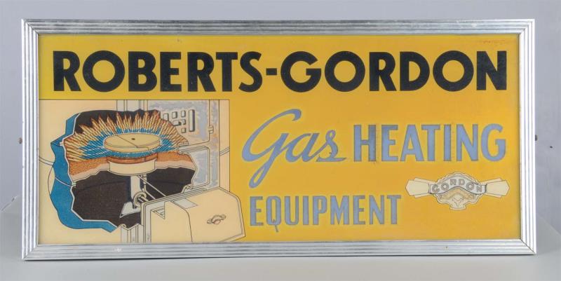 Appraisal: Roberts-Gordon Gas Heating Advertising Sign This lighted sign on metal