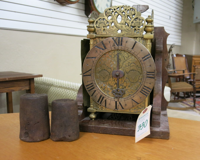 Appraisal: AN ENGLISH BRASS LANTERN CLOCK WITH WALL BRACKET A th