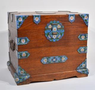 Appraisal: Chinese Cloisonne Camphor Wood Chest CHINA EARLY TH CENTURY A