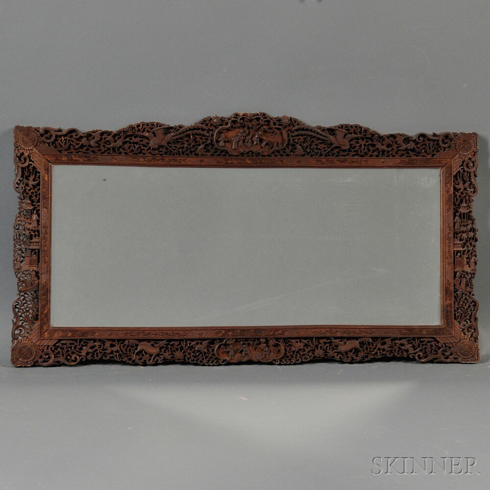 Appraisal: Mirror with an Ornate Wood Frame China rectangular the frame