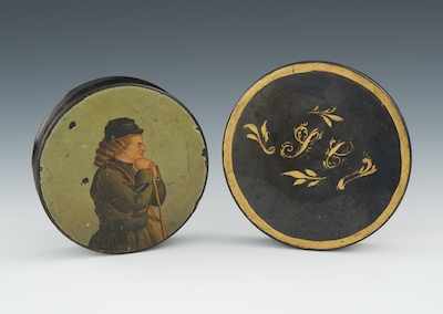 Appraisal: An Antique Hand Painted Snuff Box and Hand Gilt Ceramic