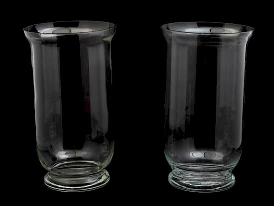 Appraisal: A Pair of Hurricane Glass Vases Height inches A Pair