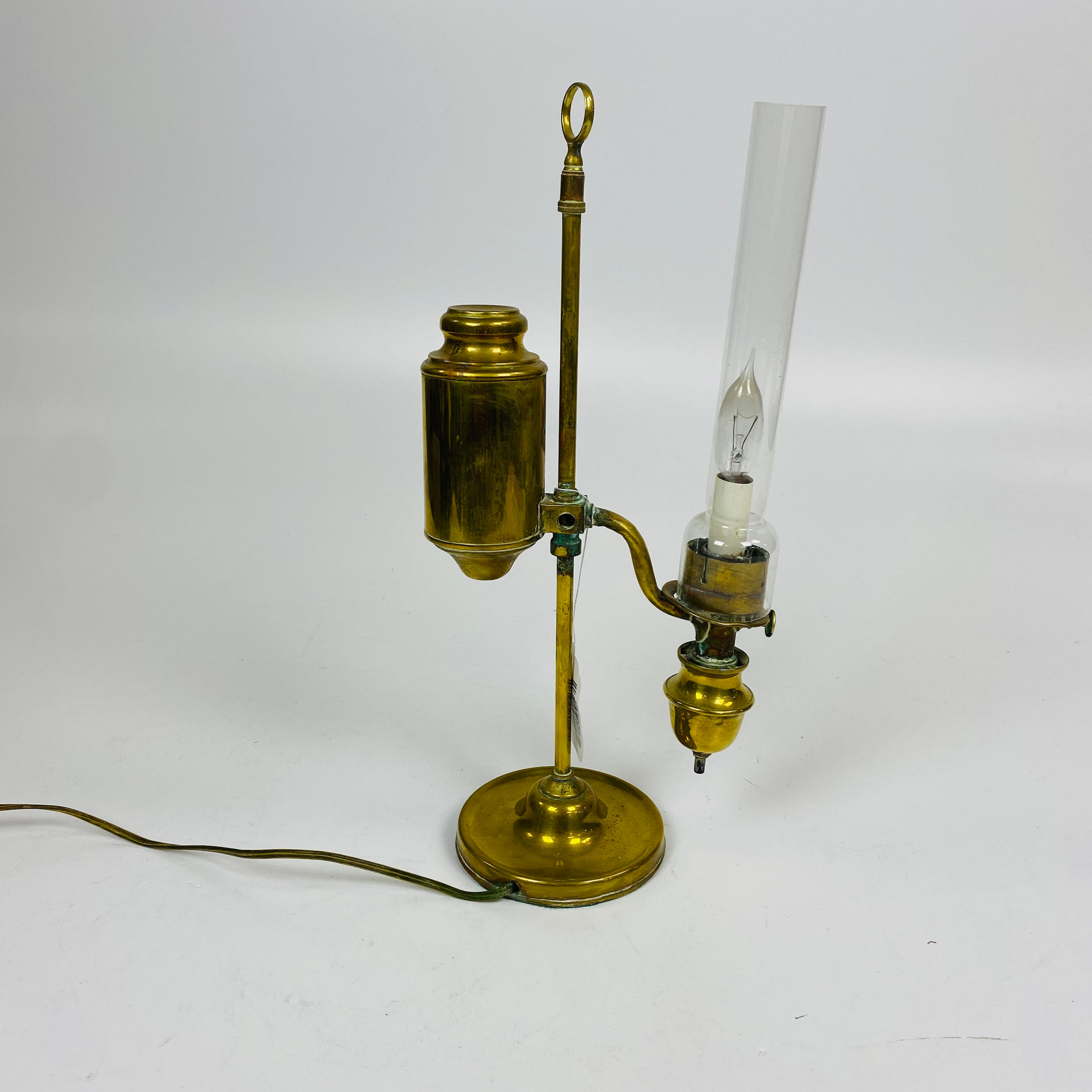 Appraisal: BRASS ELECTRIFIED ADJUSTABLE DESK LAMP ht in