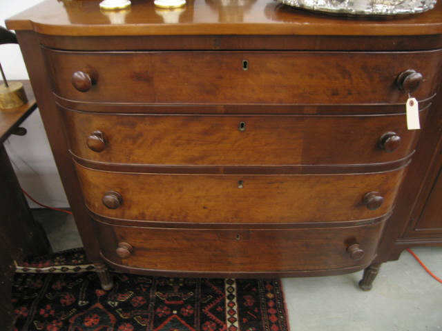 Appraisal: th Century Cherry Chest four drawer curved front