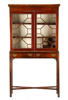 Appraisal: American Mahogany Chippendale Cabinet on Stand American possibly South Carolina