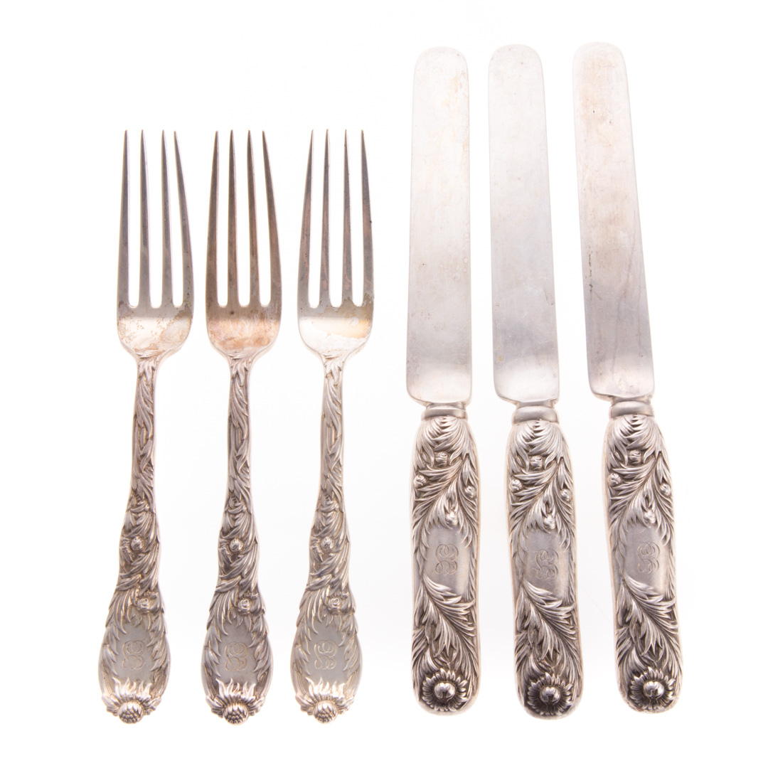 Appraisal: Tiffany Chrysanthemum sterling dessert set comprising sterling silver dessert forks