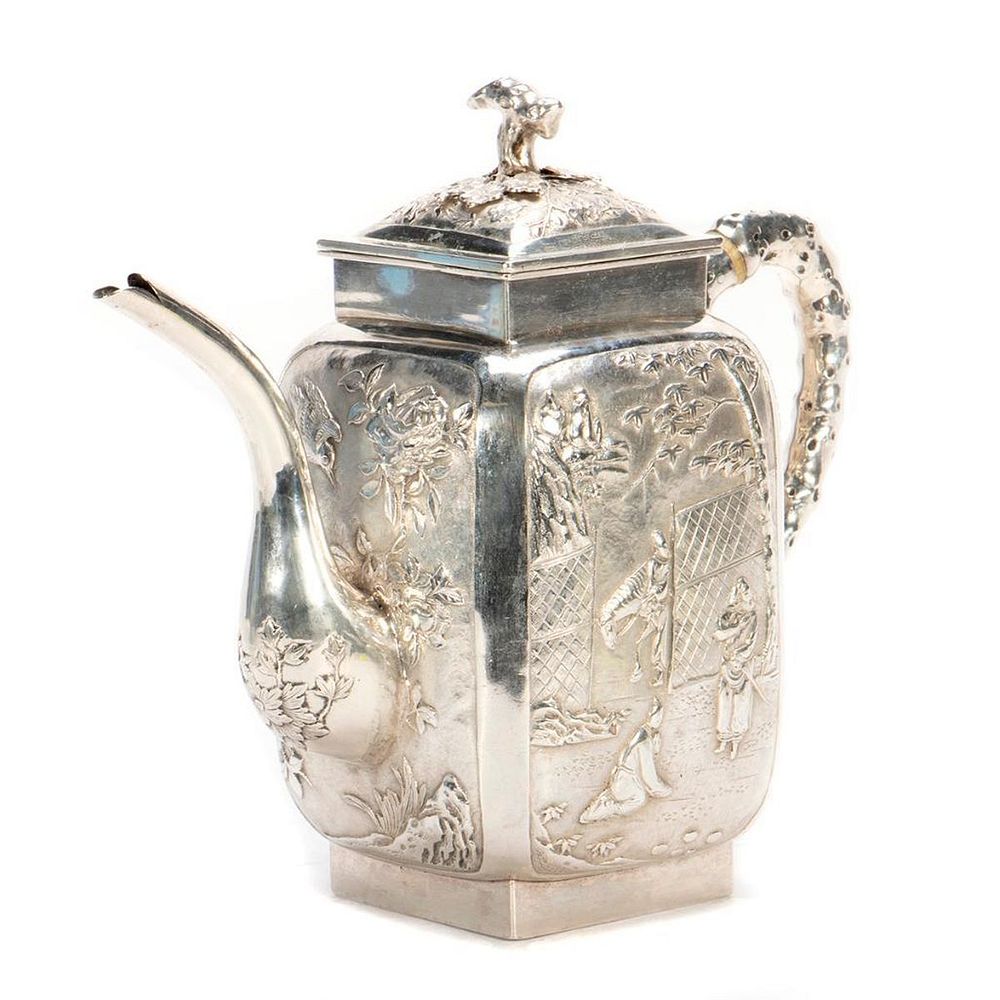 Appraisal: Late th early th Chinese silver teapot A Late th