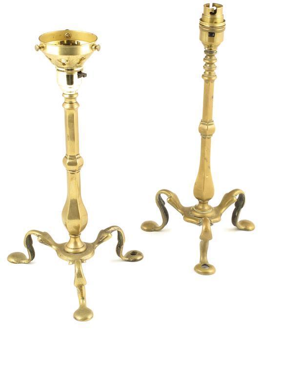 Appraisal: Two similar brass table lamps