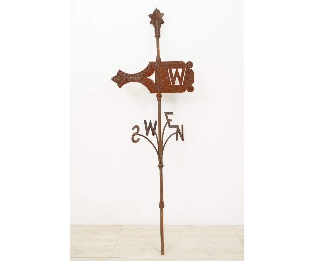 Appraisal: Wrought iron weather vane directional with W h x w