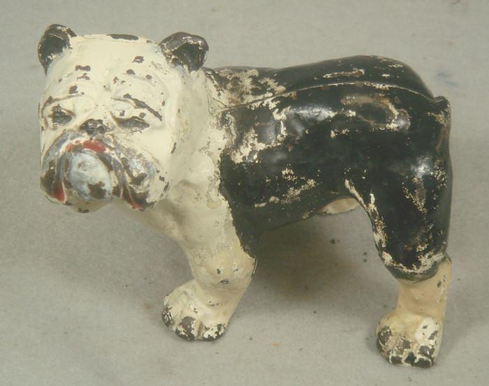 Appraisal: Cast iron doorstop free standing black and white Bull Dog