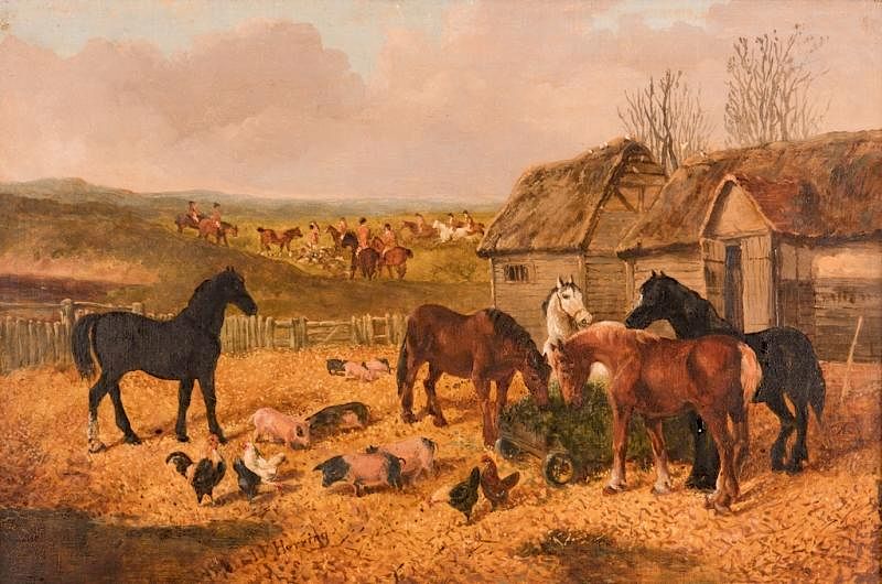 Appraisal: J F Herring Jr o c Hunt and Barn Scene