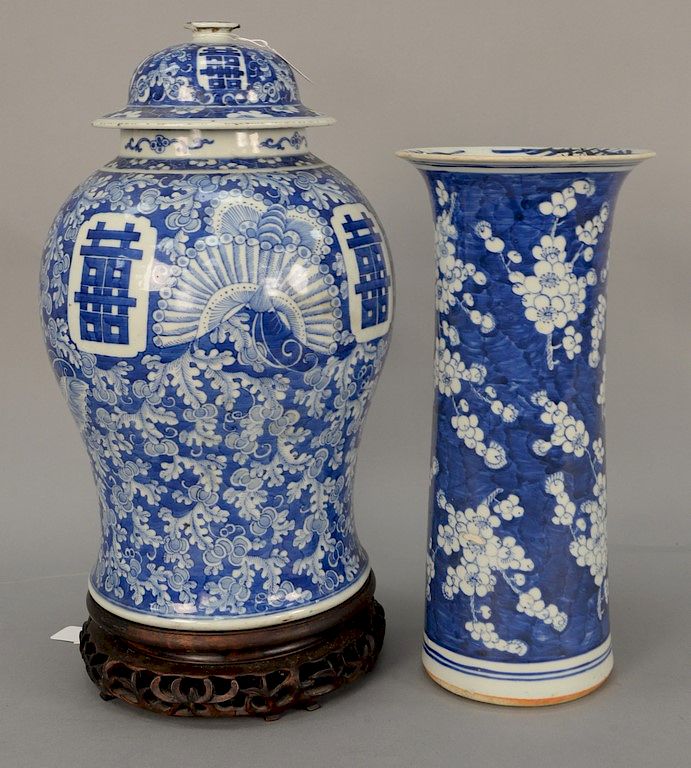 Appraisal: Two Chinese blue and white pieces to include a sleeve