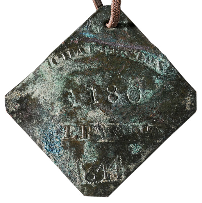 Appraisal: Charleston Slave Tag copper diamond shape with clipped corners made