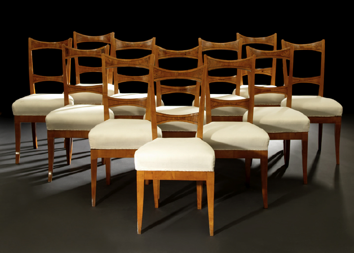 Appraisal: Suite of Twelve Biedermeier Fruitwood Sidechairs second quarter th century